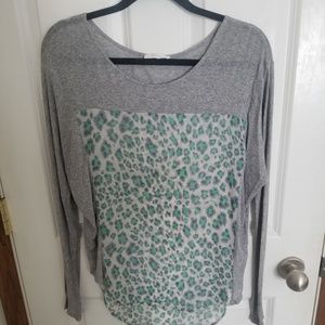 Lush boutique brand mint leapord dolman top